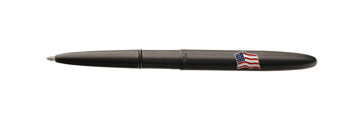 Fisher - Space Pen - Bullet - Matte Black with American Flag Emblem